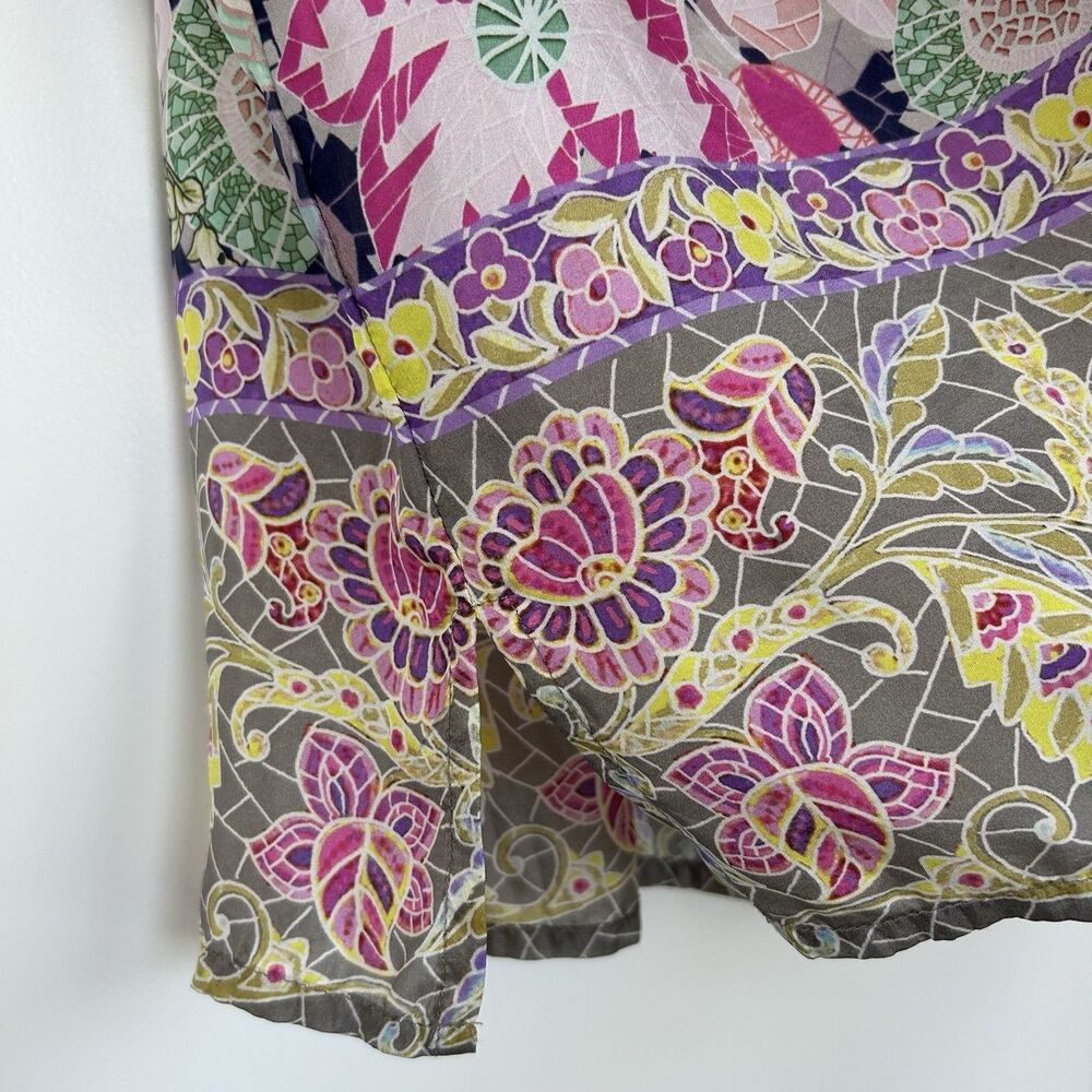 Johnny Was Cisco Ife Tank 100% Silk Tropical Floral Print Flowy Size XS Chic - Picture 4 of 10